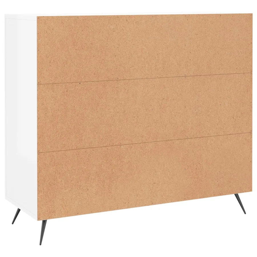 Buffet blanc brillant 90x34x80 cm bois d'ingénierie - 8