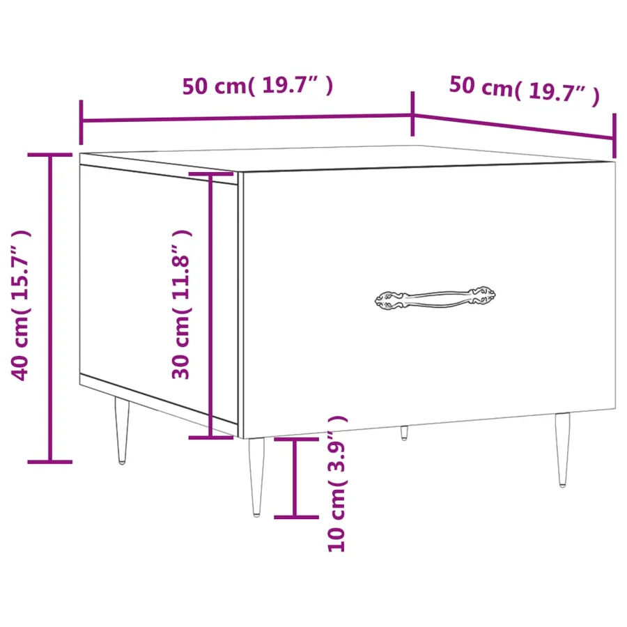 Table basse blanc brillant 50x50x40 cm bois d'ingénierie - 12