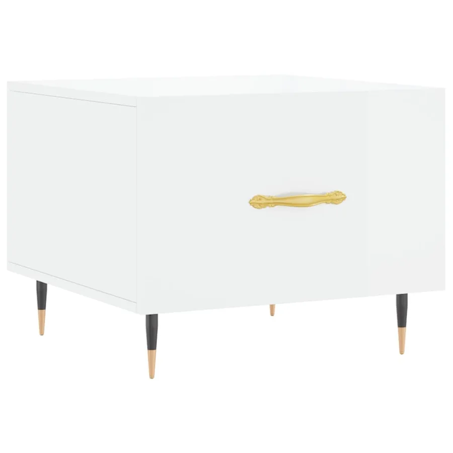 Table basse blanc brillant 50x50x40 cm bois d'ingénierie - 2