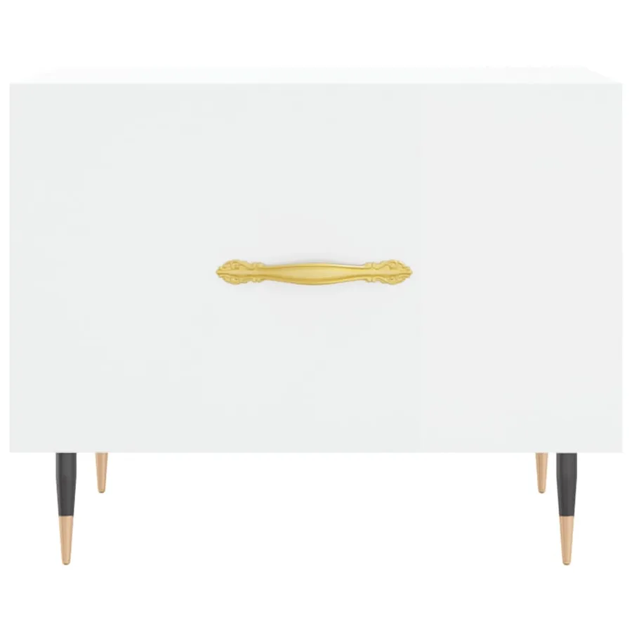 Table basse blanc brillant 50x50x40 cm bois d'ingénierie - 5