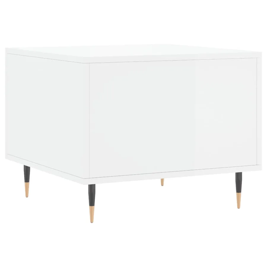 Table basse blanc brillant 50x50x40 cm bois d'ingénierie - 8