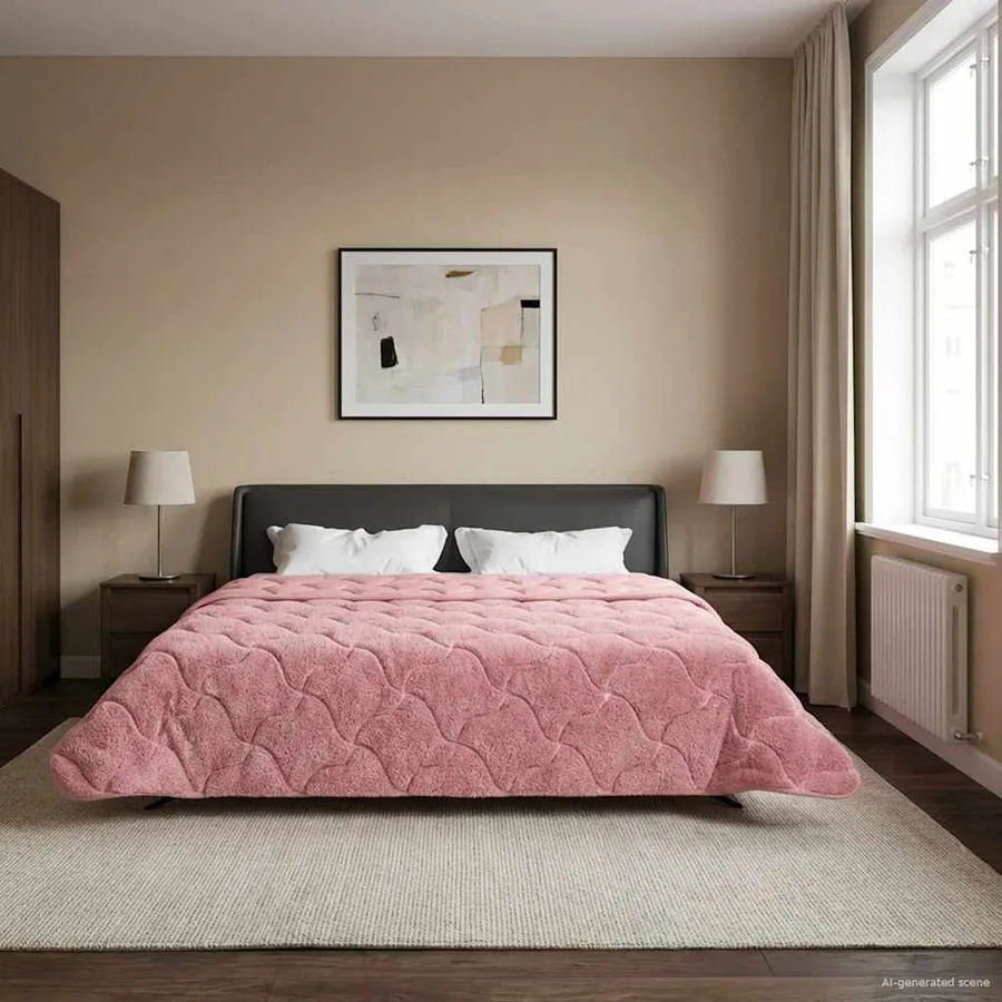 Duvet d'hiver Rose 220 x 240 cm Microfibre et polaire Teddy - 4