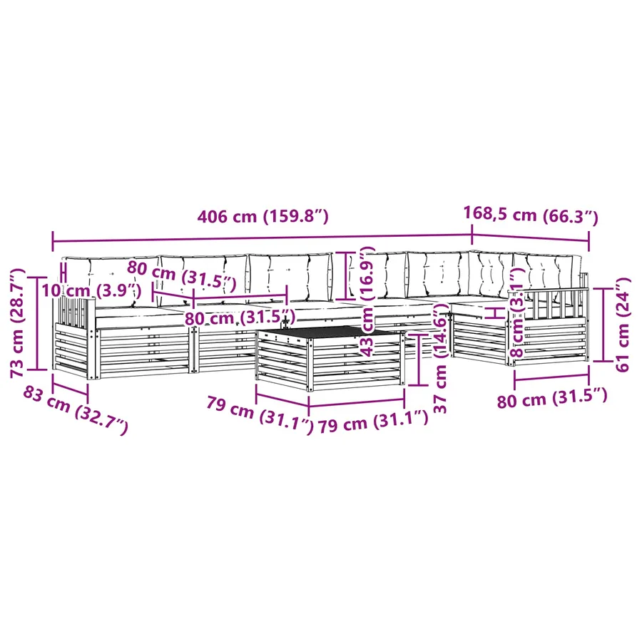 Ensemble de canapés d'extérieur 7 pcs Naturel et Crème - 11