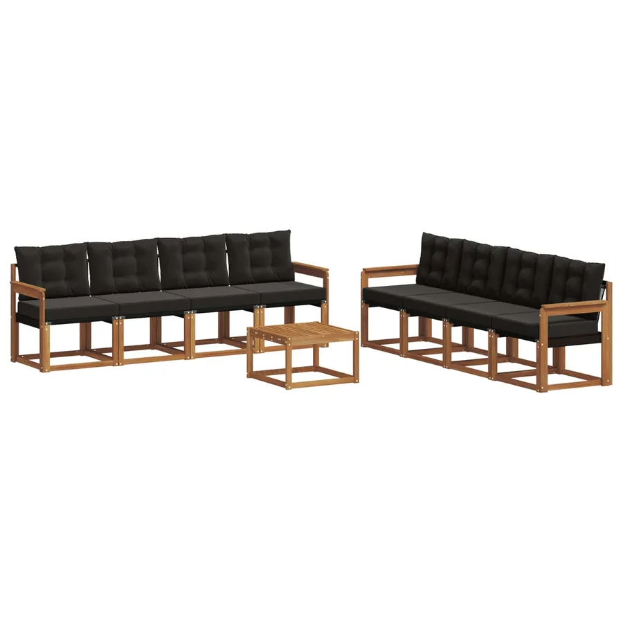 Ensemble de canapés d'extérieur 9 pcs Naturel et Noir - 2