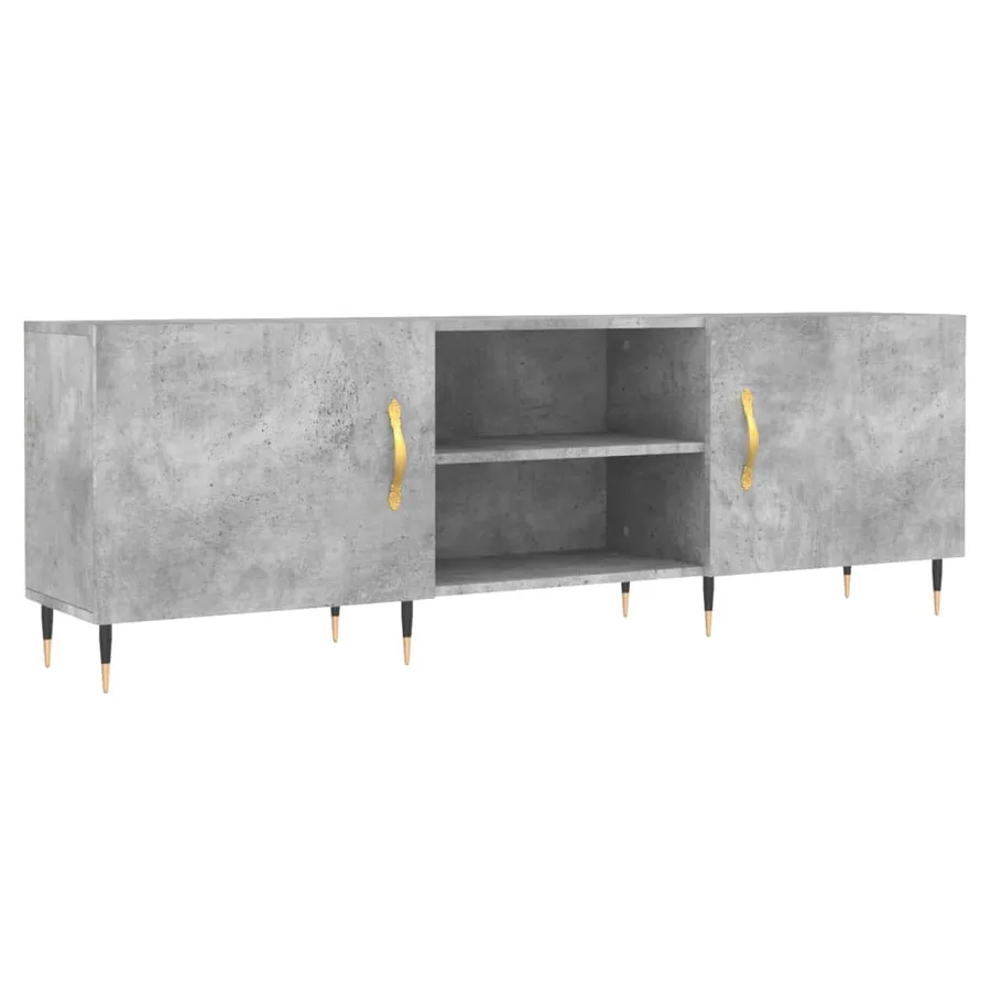 Meuble TV gris béton 150x30x50 cm bois d'ingénierie - 2