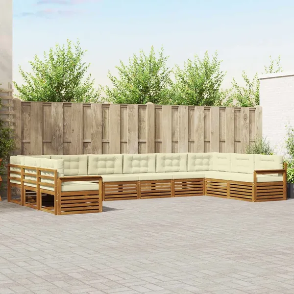Ensembles de canapés 8 pc Naturel et Crème Bois d'Acacia Massif