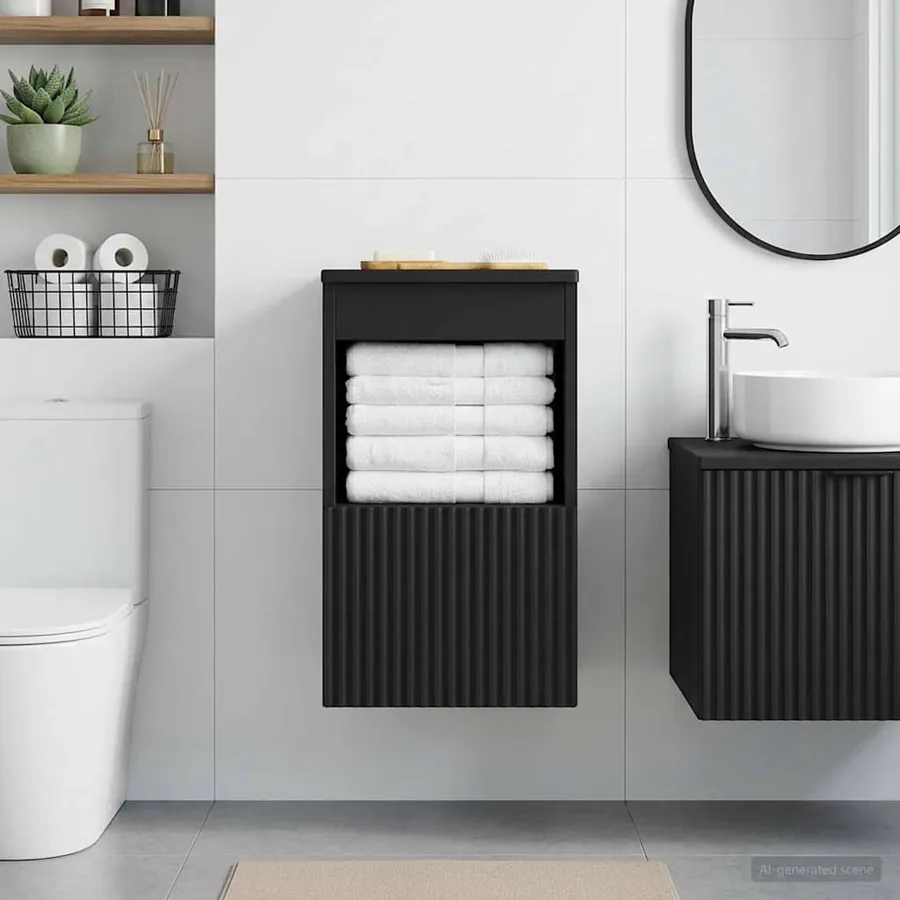 Armoire de salle de bain Noir 30 x 35 x 50 cm Bois d'ingénierie