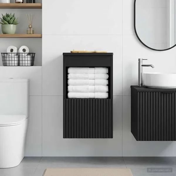 Armoire de salle de bain Noir 30 x 35 x 50 cm Bois d'ingénierie