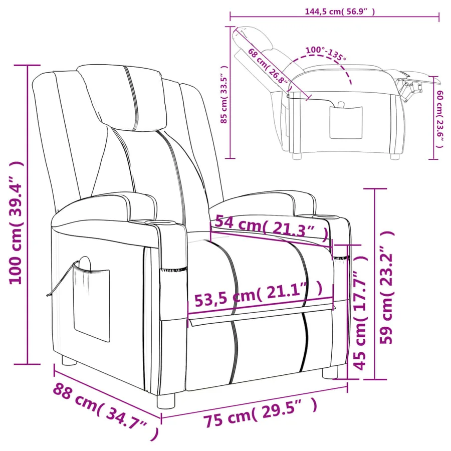 Fauteuil de massage Cappuccino Similicuir - 11