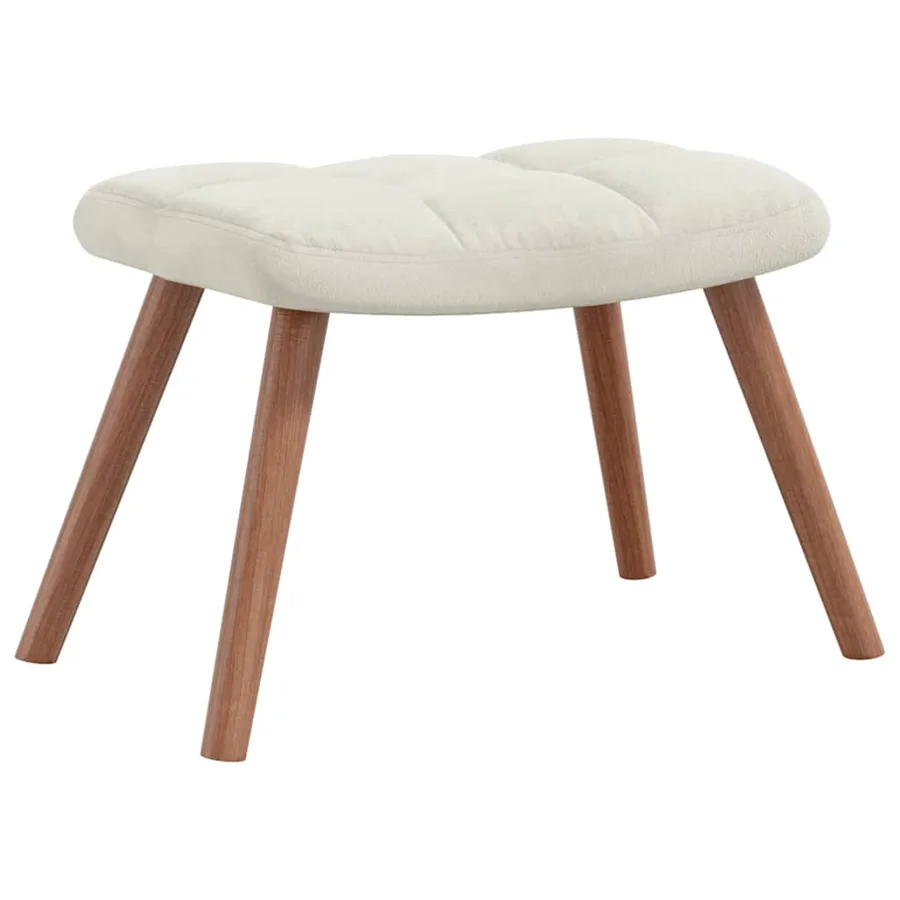 Chaise à bascule avec repose-pied Blanc crème Velours - 8