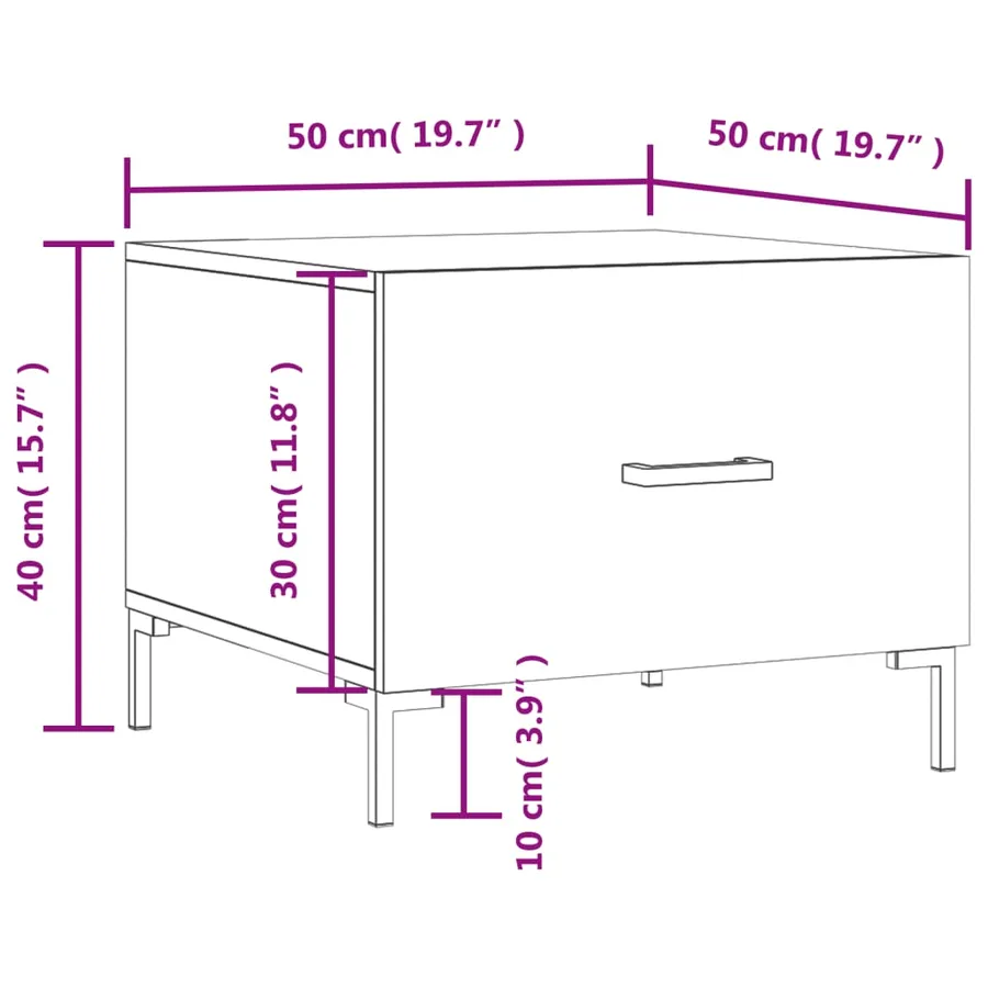Table basse blanc brillant 50x50x40 cm bois d'ingénierie - 12