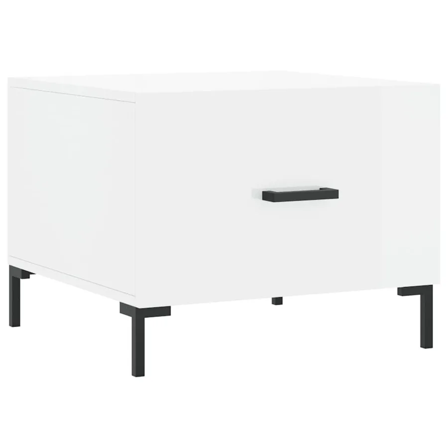 Table basse blanc brillant 50x50x40 cm bois d'ingénierie - 2