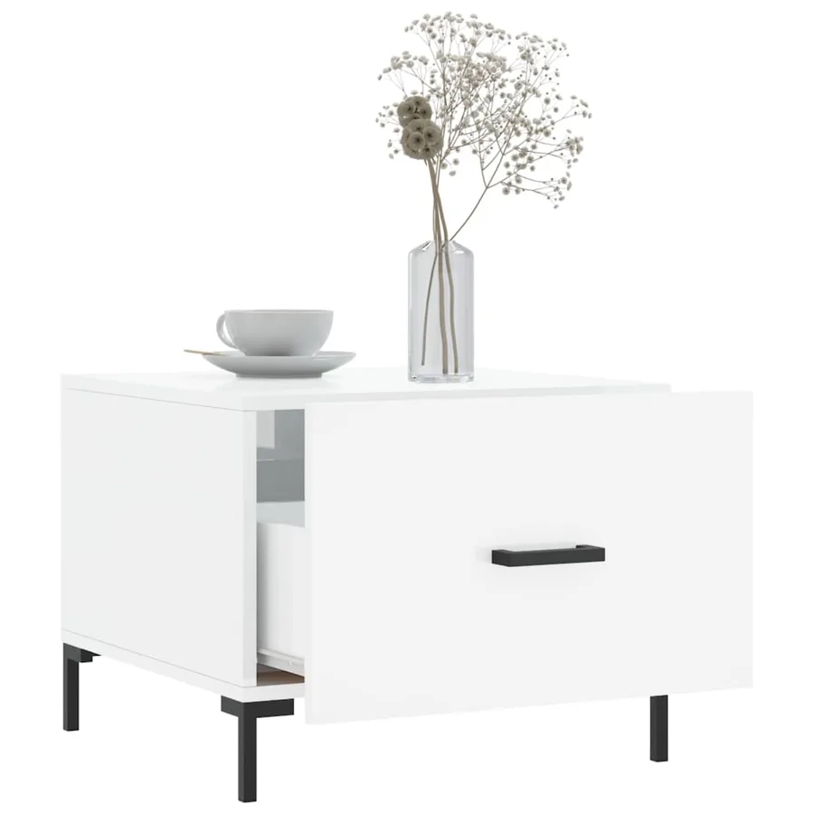 Table basse blanc brillant 50x50x40 cm bois d'ingénierie - 4