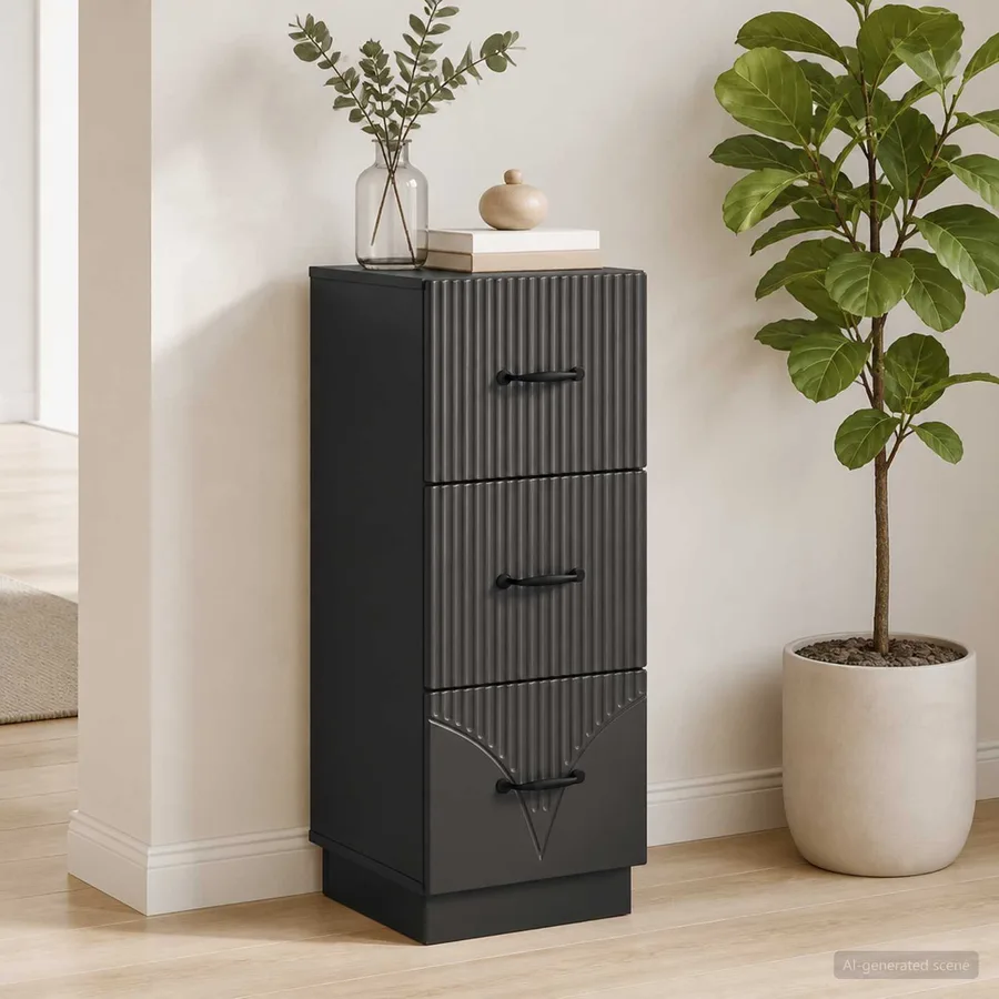 Armoire à tiroirs Noir 33 x 34,5 x 87 cm Bois d'ingénierie - 4