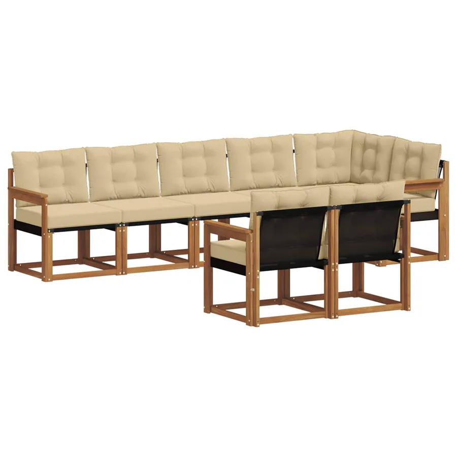 Ensemble de canapés d'extérieur 8 pcs Naturel et Beige - 2