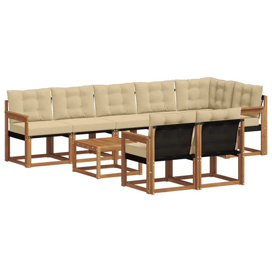 Ensemble de canapés d'extérieur 9 pcs Naturel et Beige - 2