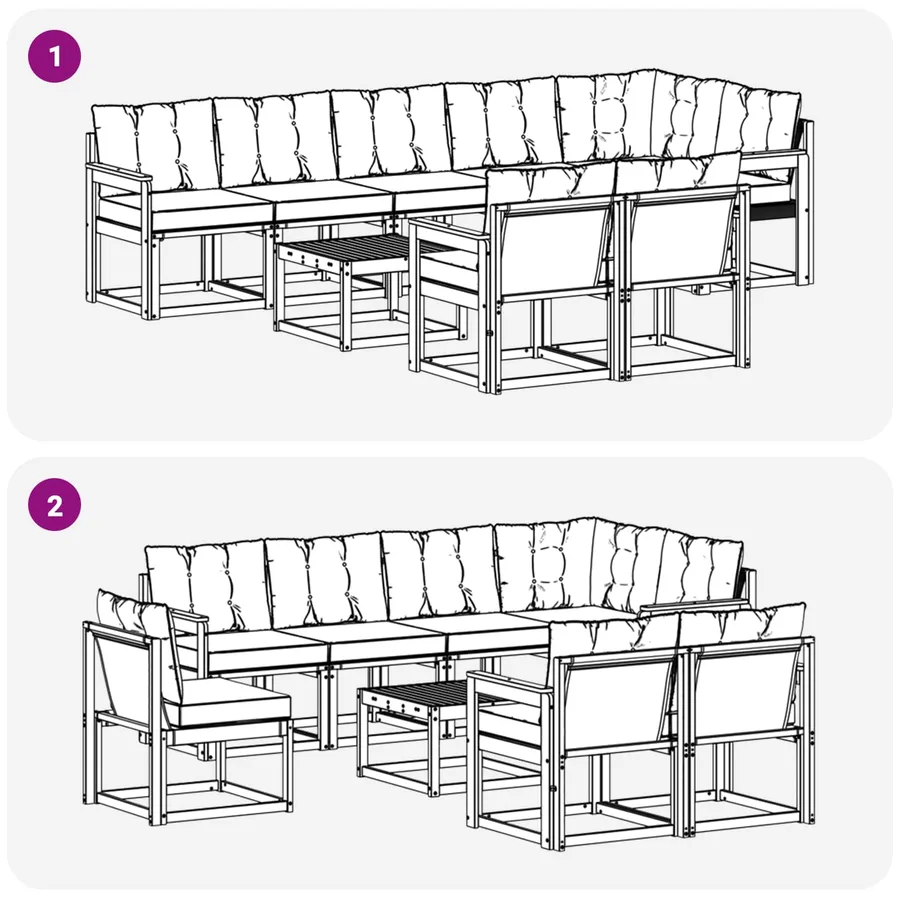 Ensemble de canapés d'extérieur 9 pcs Naturel et Beige - 8
