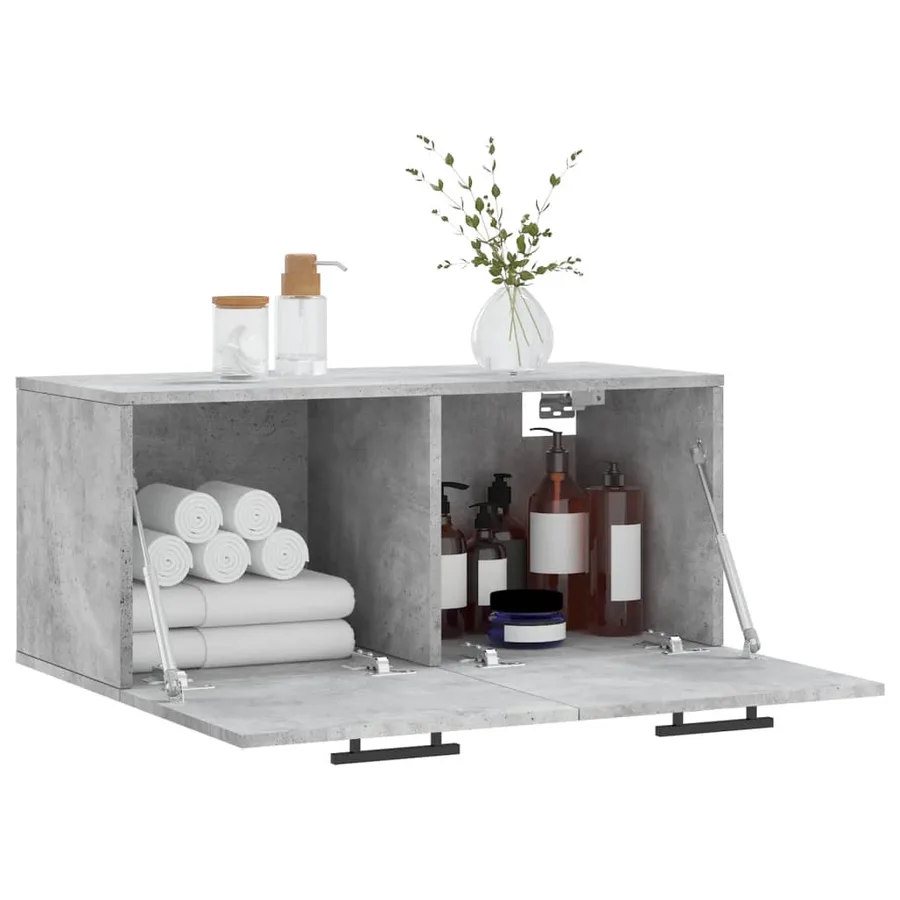 Armoire murale gris béton 80x36,5x35 cm bois d'ingénierie - 4