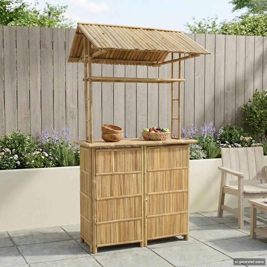 Table de bar extérieure Naturel 115 x 95 x 214 cm Bambou