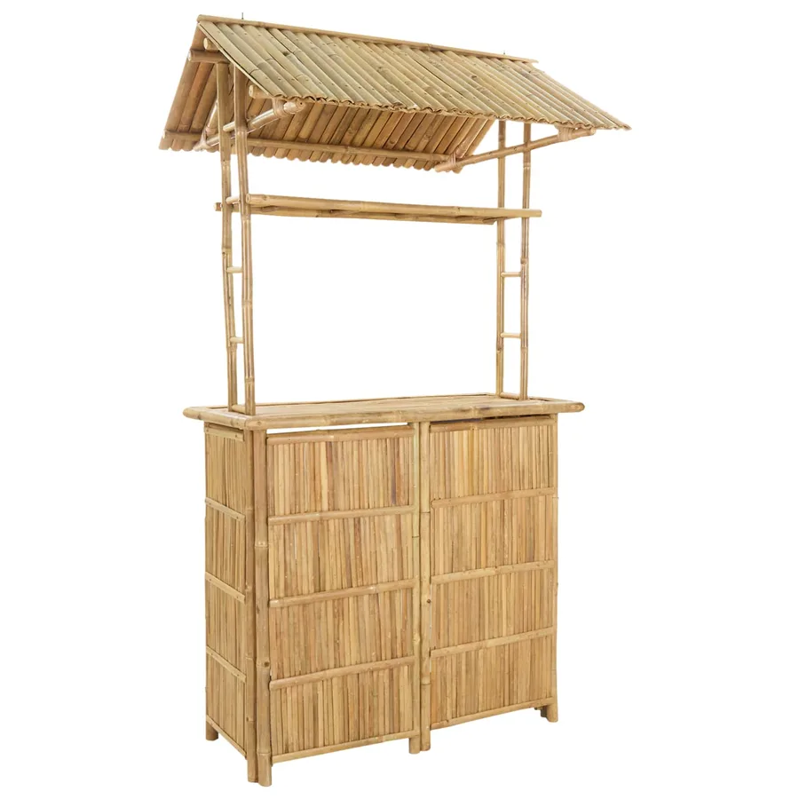 Table de bar extérieure Naturel 115 x 95 x 214 cm Bambou - 2