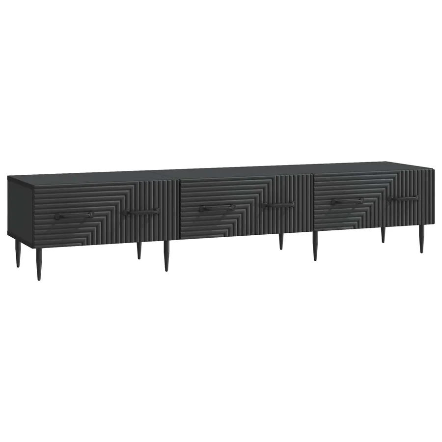 Meuble TV avec tiroir Noir 147 x 34,5 x 30 cm Bois d'ingénierie - 2