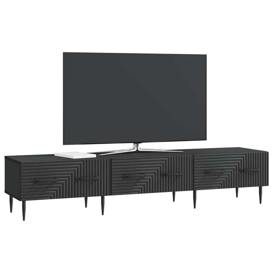 Meuble TV avec tiroir Noir 147 x 34,5 x 30 cm Bois d'ingénierie - 3