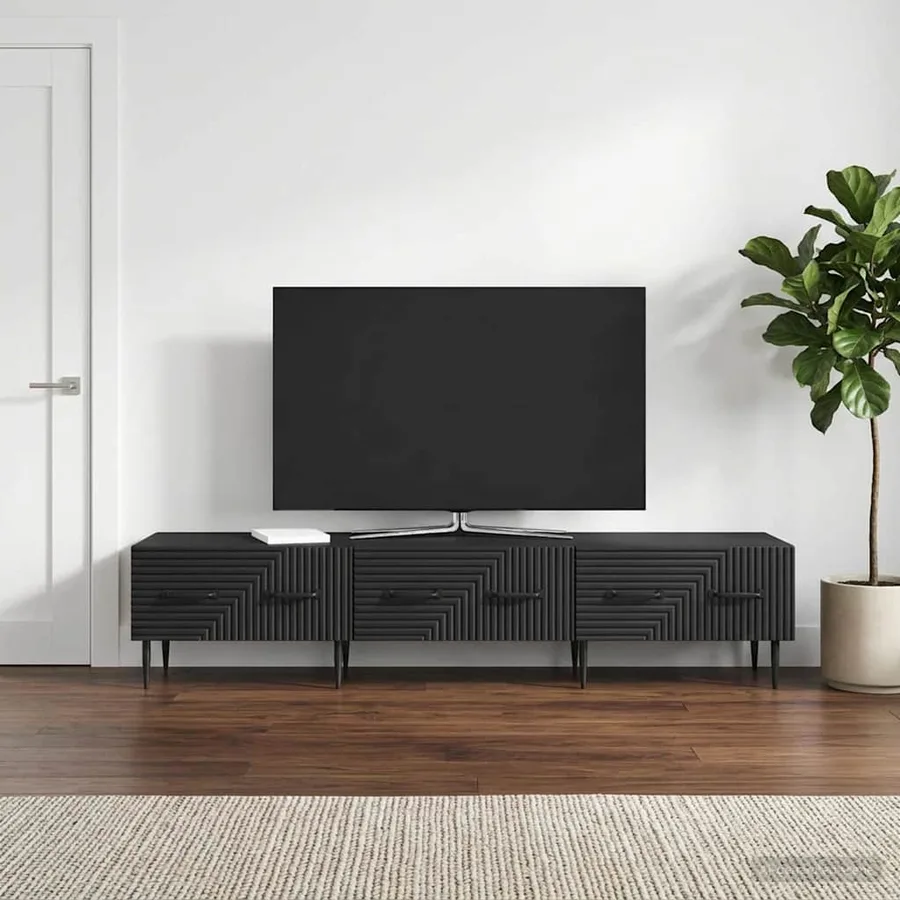 Meuble TV avec tiroir Noir 147 x 34,5 x 30 cm Bois d'ingénierie - 4