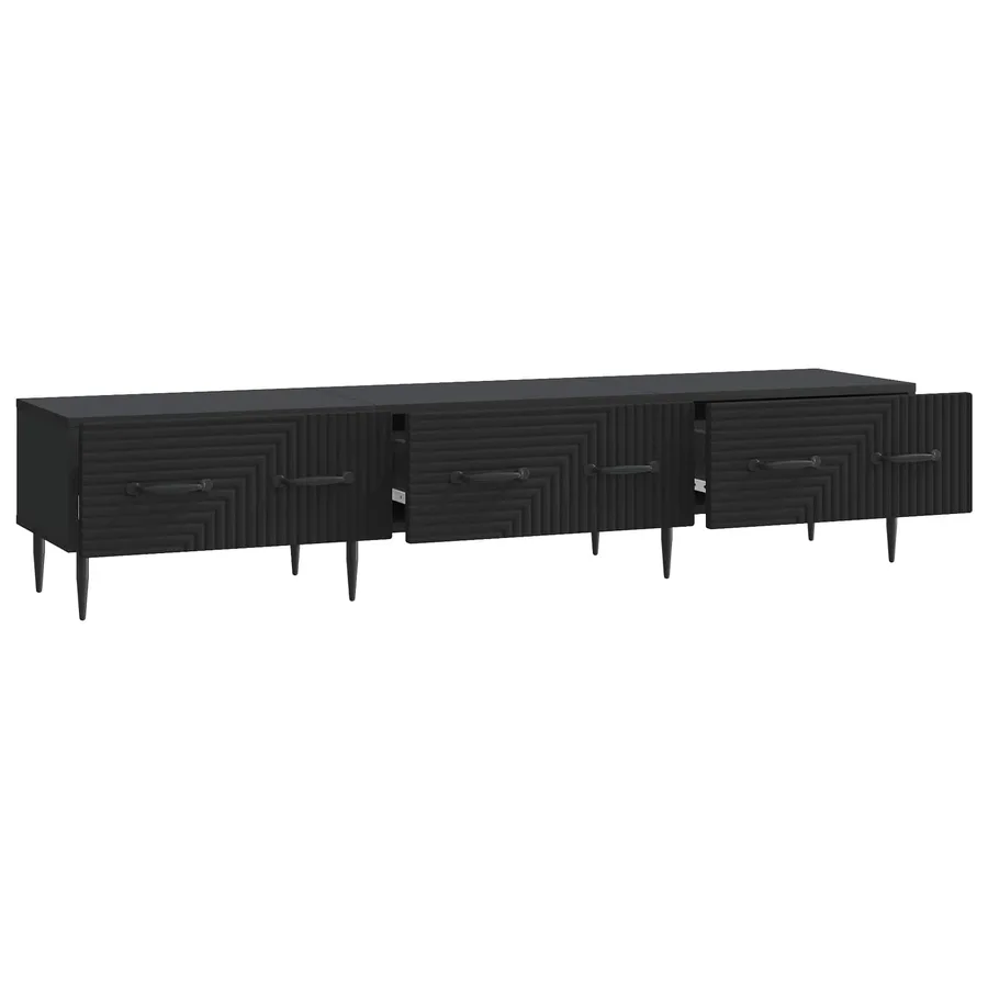 Meuble TV avec tiroir Noir 147 x 34,5 x 30 cm Bois d'ingénierie - 5