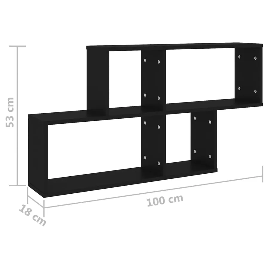 Étagère murale Noir 100x18x53 cm Bois d’ingénierie - 6
