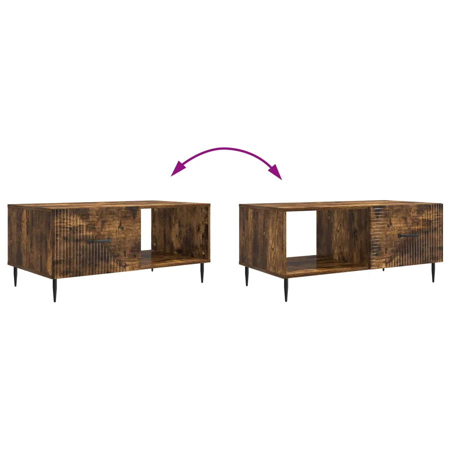 Table basse Chêne fumé 90 x 50 x 40 cm Bois d'ingénierie - 8