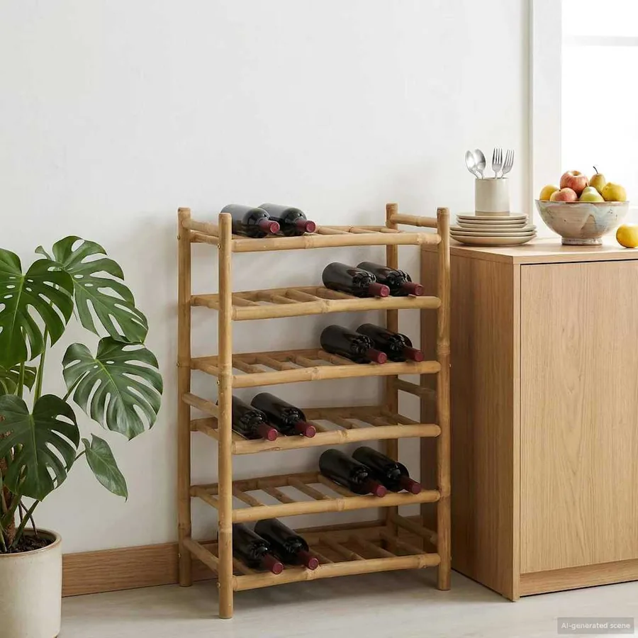 Étagère à vin Naturel 57 x 29,5 x 72 cm Bambou