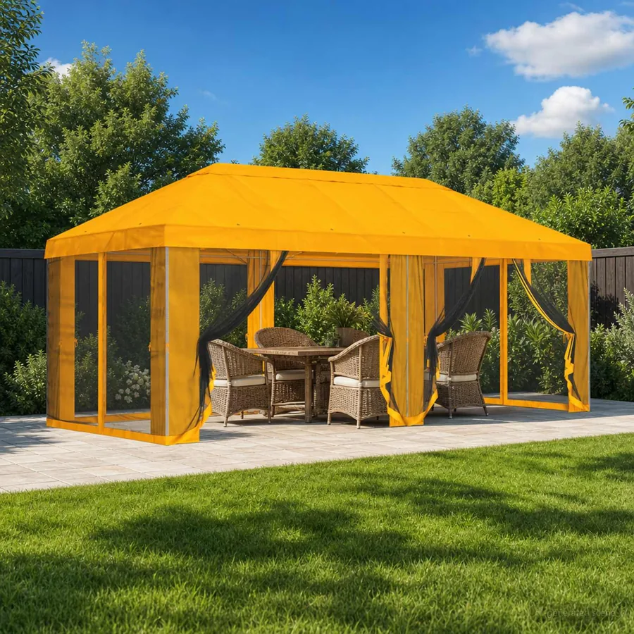 Housse de tonnelle avec murs latéraux 6 x 3 m Jaune Polyester