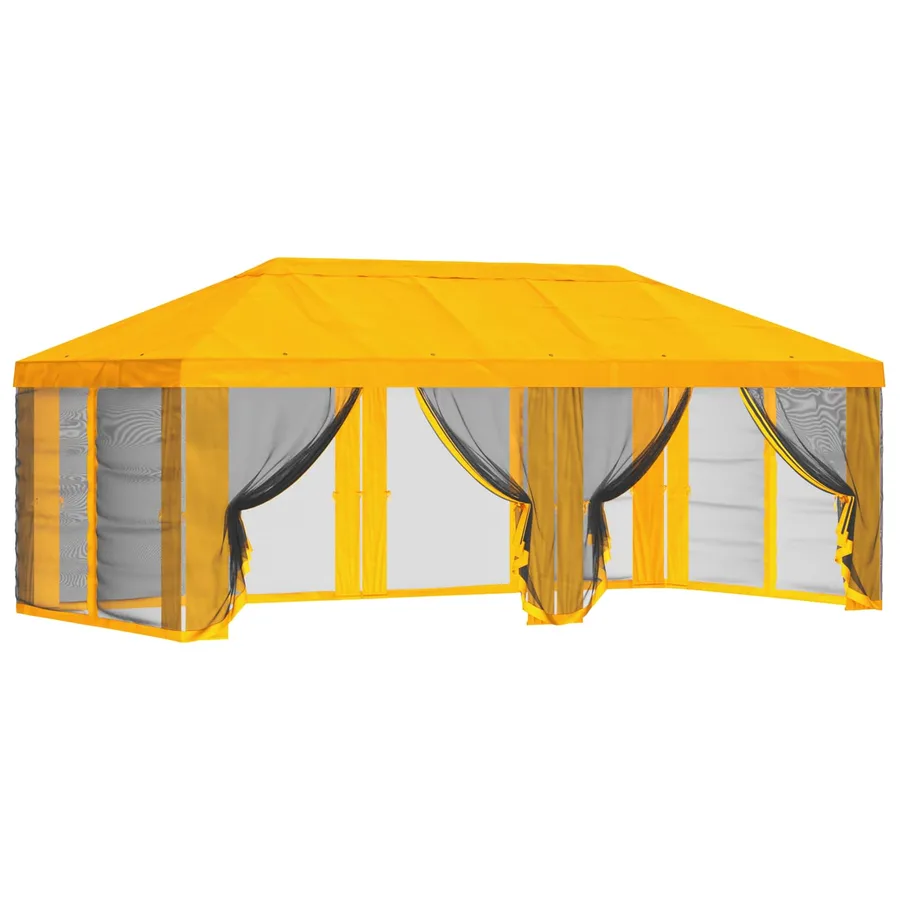 Housse de tonnelle avec murs latéraux 6 x 3 m Jaune Polyester - 2