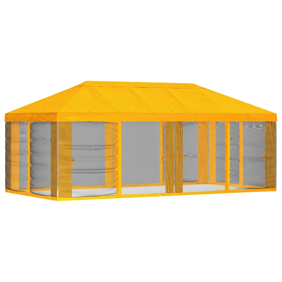Housse de tonnelle avec murs latéraux 6 x 3 m Jaune Polyester - 3
