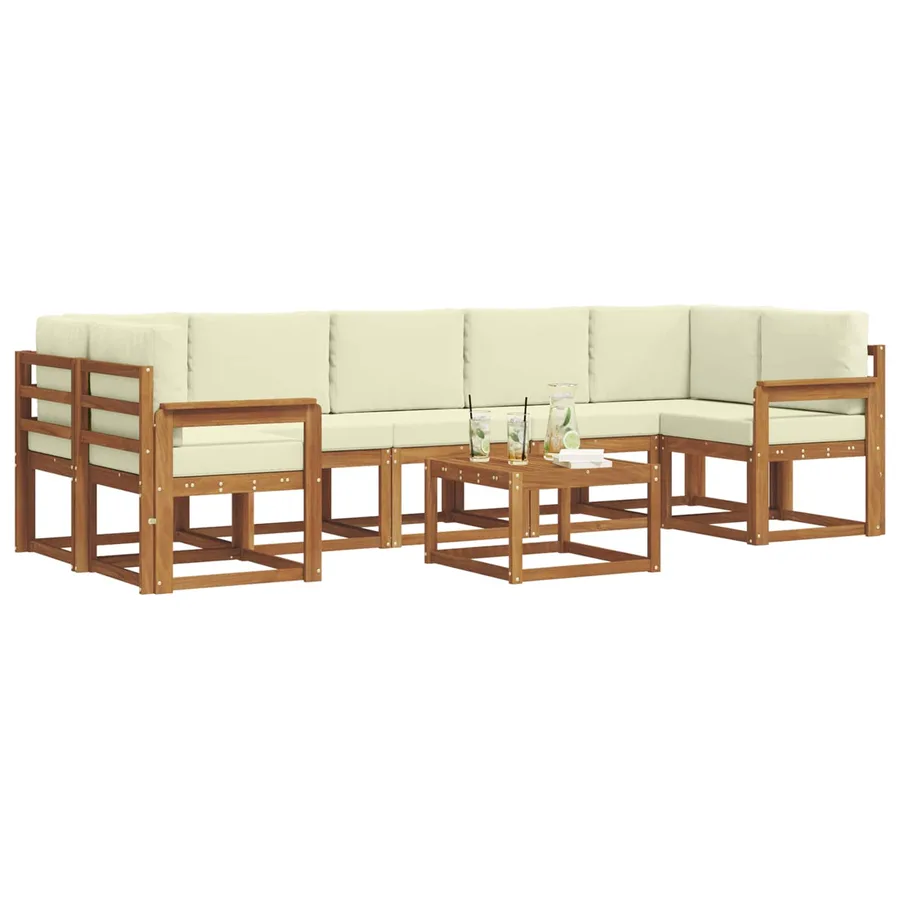 Ensemble de canapés d'extérieur 8 pcs Naturel et Crème - 3