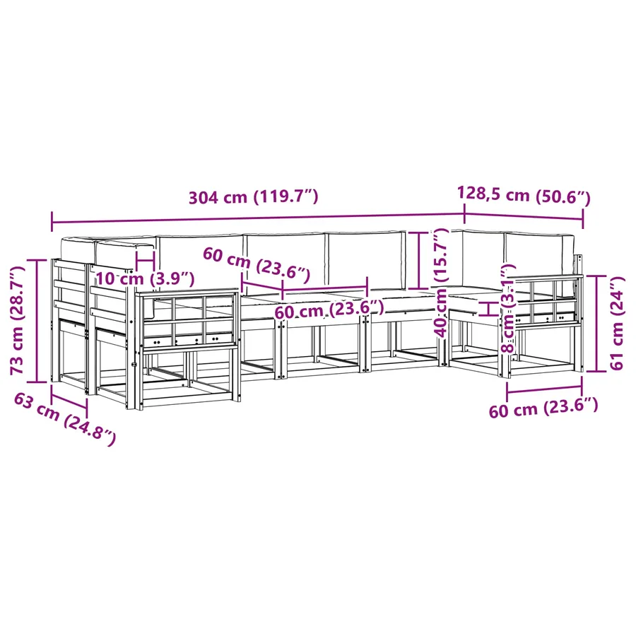 Ensemble de canapés d'extérieur 7 pc Naturel et Beige - 9