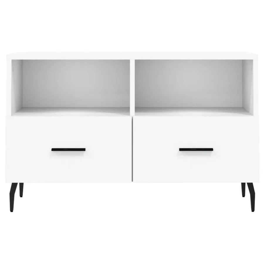 Meuble TV Blanc 80x36x50 cm Bois d'ingénierie - 5