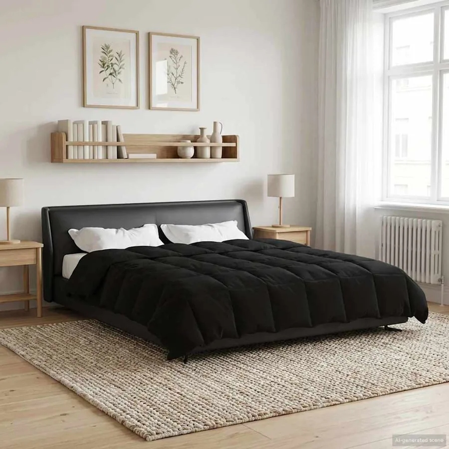 Duvet d'hiver Matelassé Noir 220 x 260 cm Microfibre