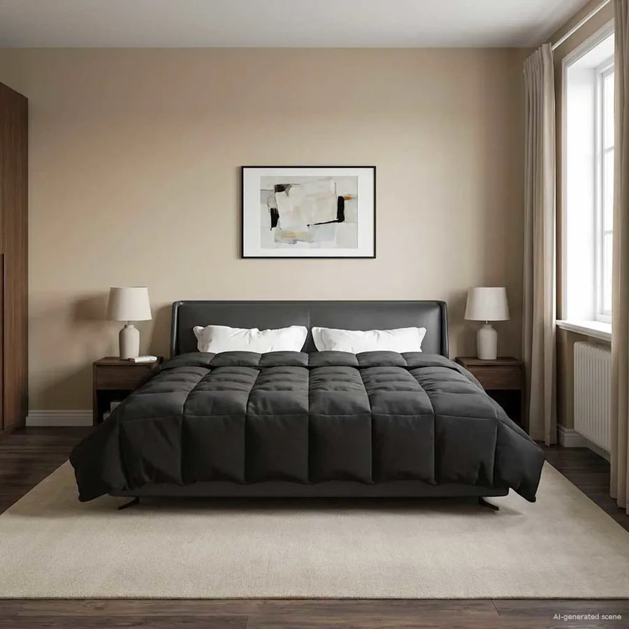 Duvet d'hiver Matelassé Noir 220 x 260 cm Microfibre - 4