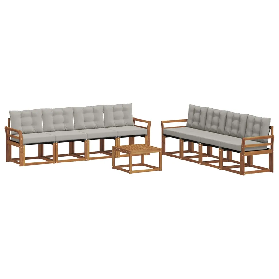 Ensemble de canapés d'extérieur 9 pcs Gris Naturel et Clair - 2