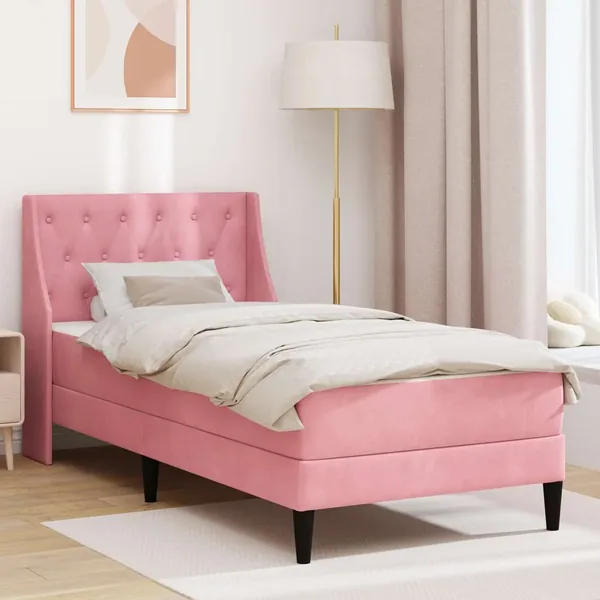 Cadre de lit avec matelas Rose 100 x 200 cm Velours