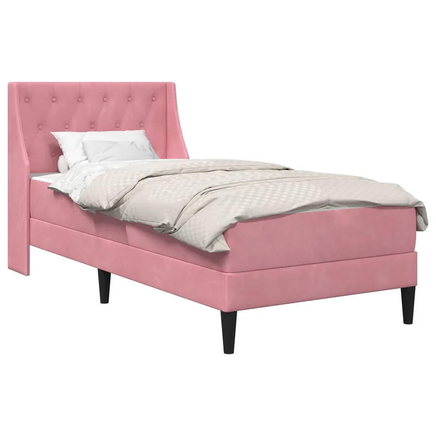 Cadre de lit avec matelas Rose 100 x 200 cm Velours - 2