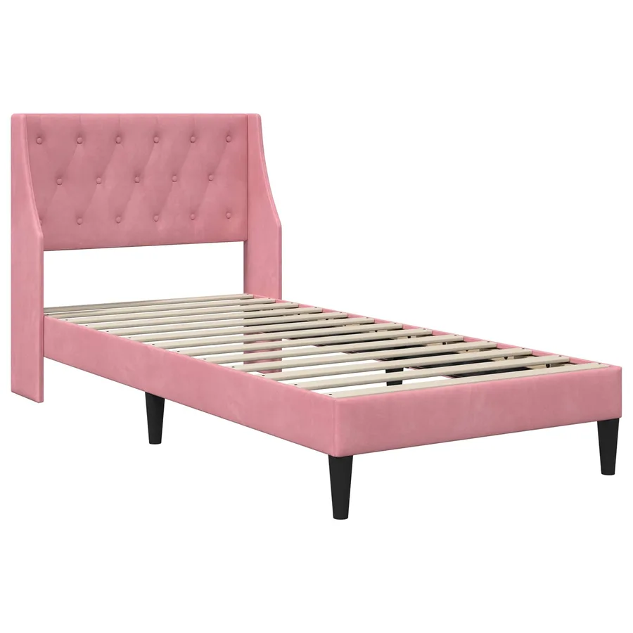 Cadre de lit avec matelas Rose 100 x 200 cm Velours - 4