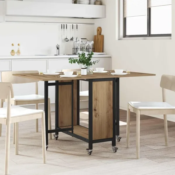 Table à manger pliante avec roulettes 130 x 80 x 76,5 cm