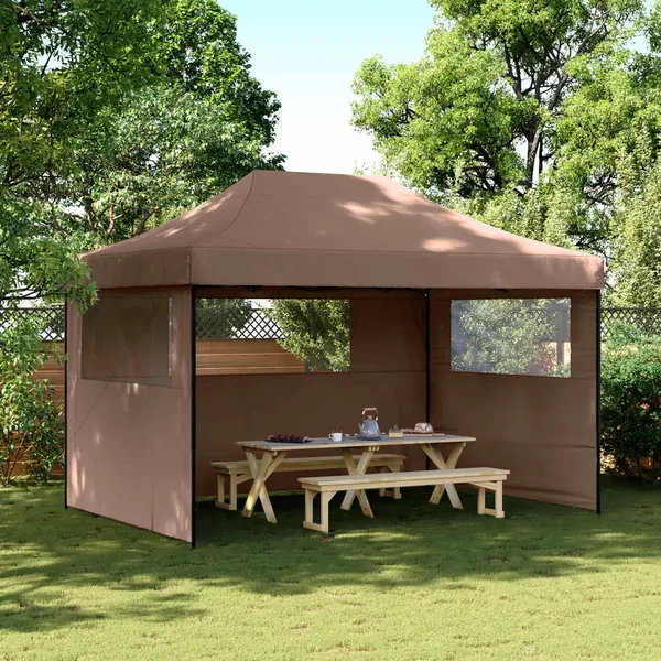 Tente de fête Marron 279 x 410 x 315 cm Tissu Oxford