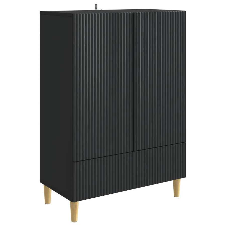 Buffet avec tiroir Noir 66 x 34,5 x 95 cm Bois d'ingénierie - 2