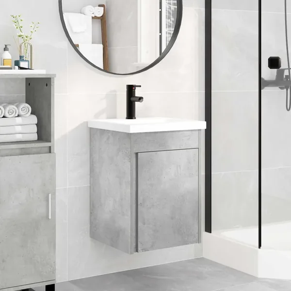 Meuble de salle de bain avec robinet Gris béton