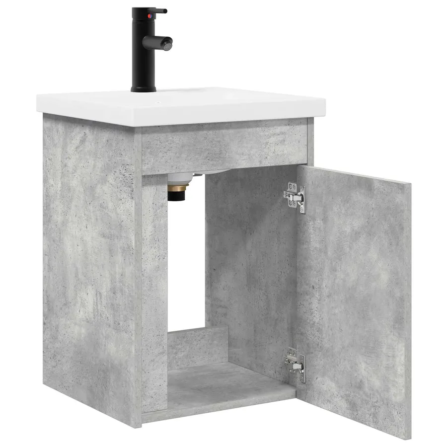 Meuble de salle de bain avec robinet Gris béton - 4