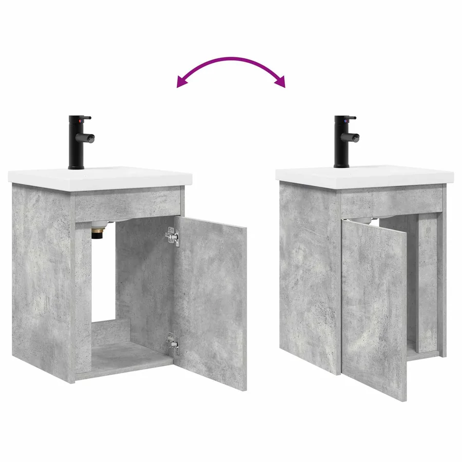 Meuble de salle de bain avec robinet Gris béton - 9