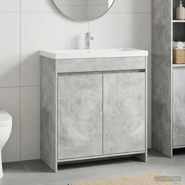 Meuble sous lavabo de salle de bain Gris béton